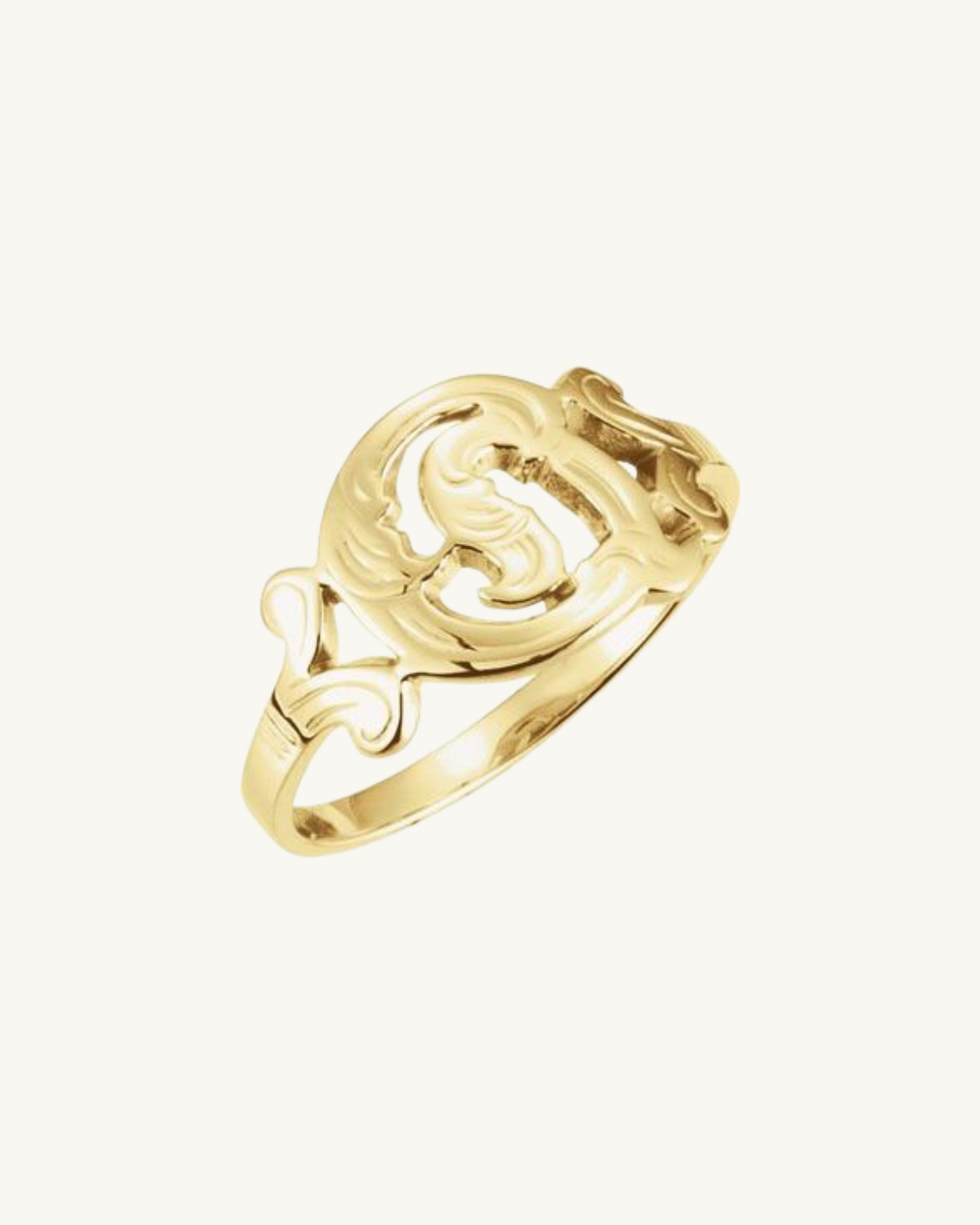 14K SOLID GOLD SCRIPT INITIAL RING