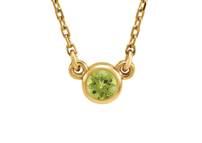 14K SOLID GOLD BIRTHSTONE NECKLACE