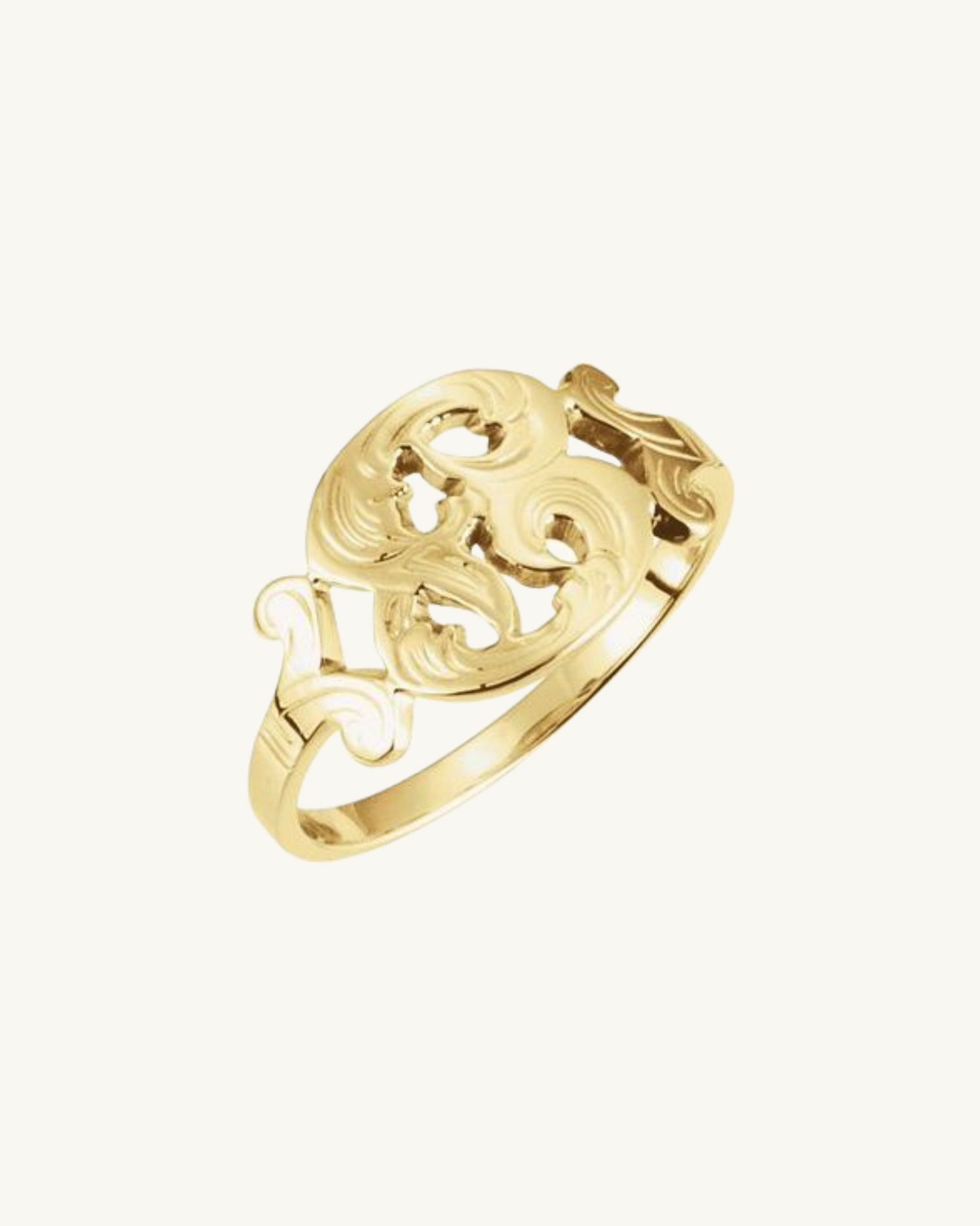 14K SOLID GOLD SCRIPT INITIAL RING