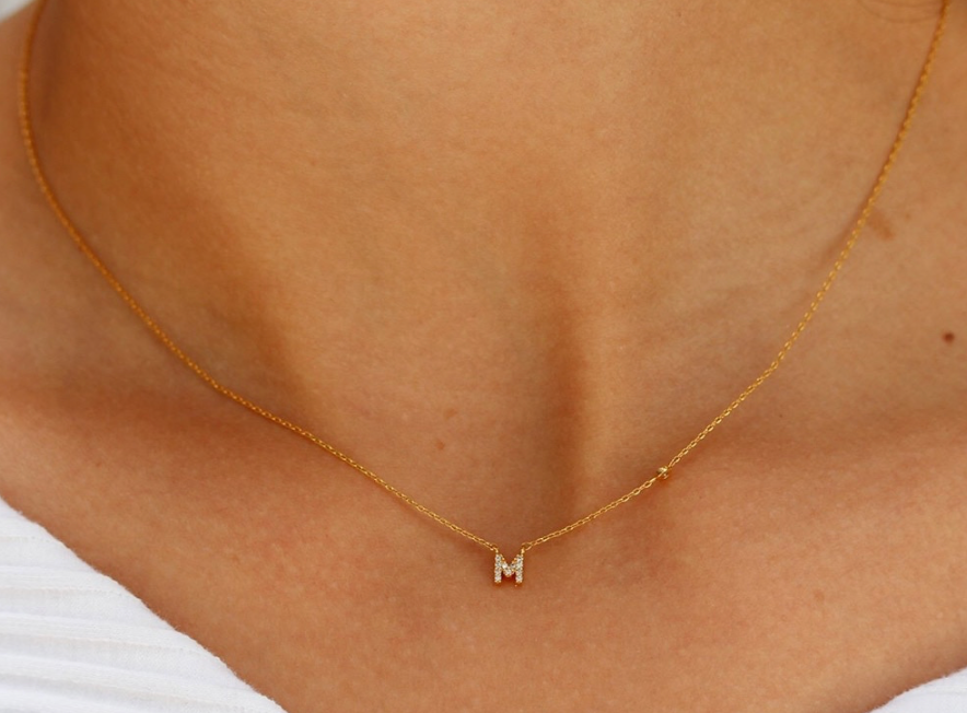 GOLD INITIAL + DIAMOND NECKLACE