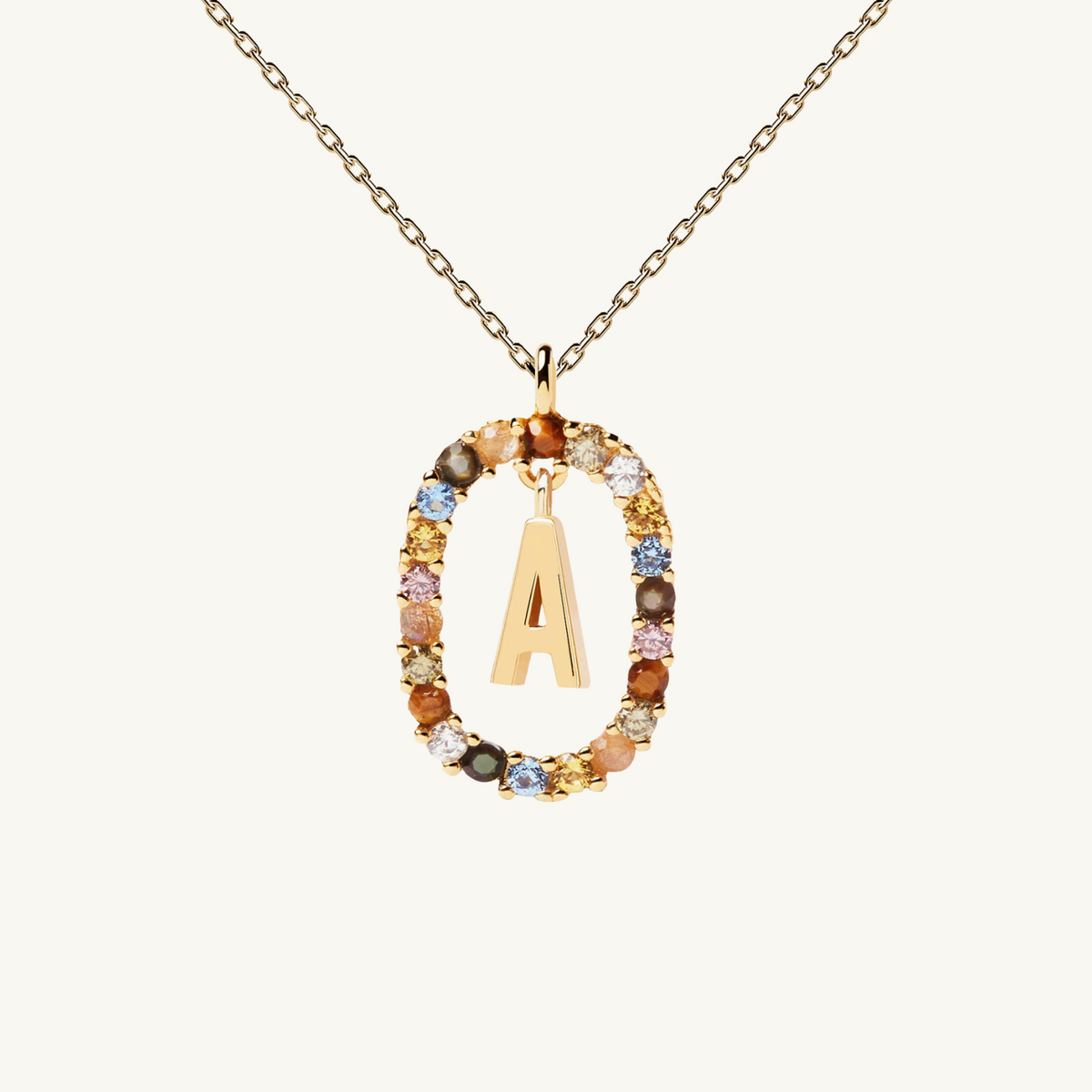 MULTICOLOR FOREVER INITIAL NECKLACE