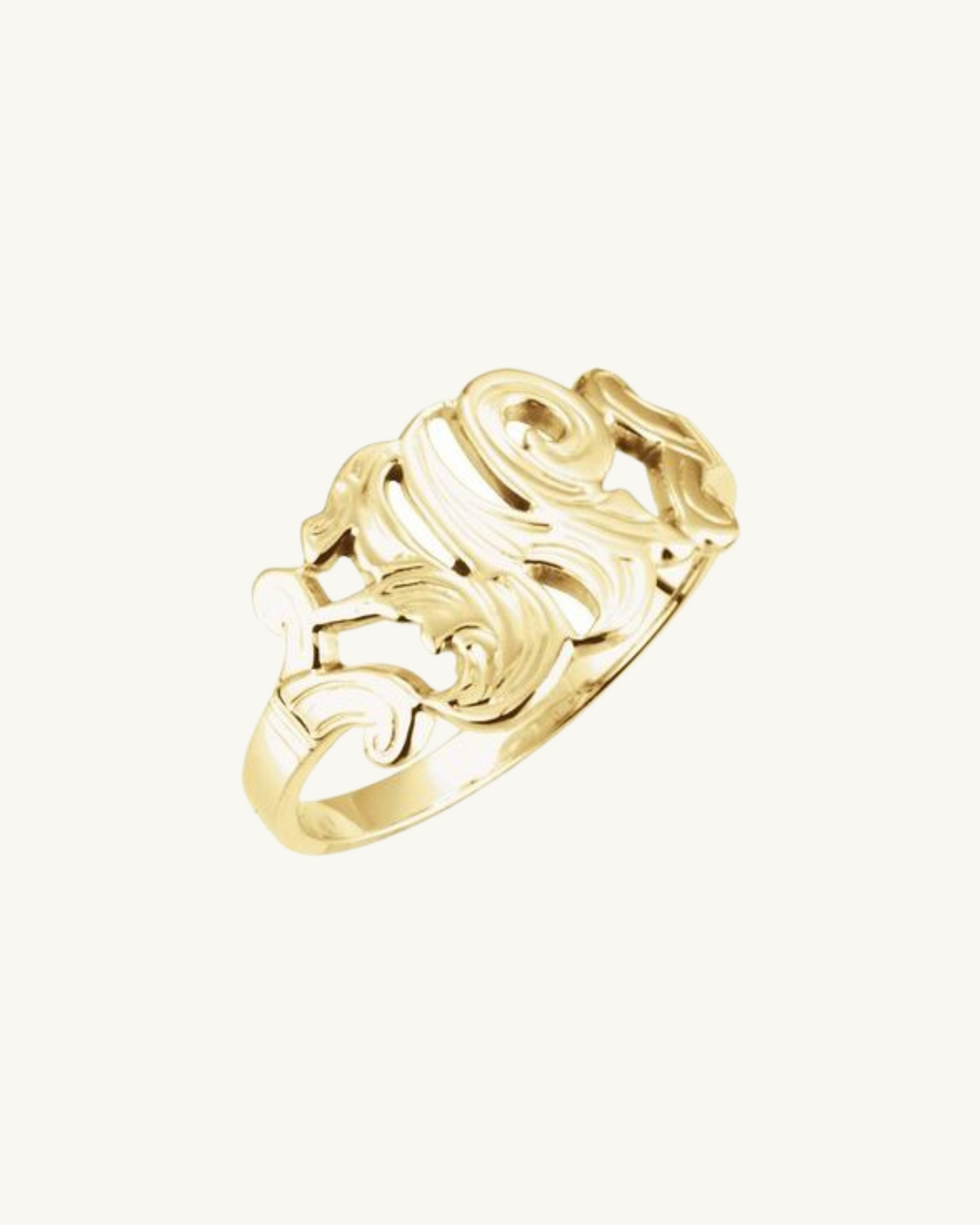 14K SOLID GOLD SCRIPT INITIAL RING