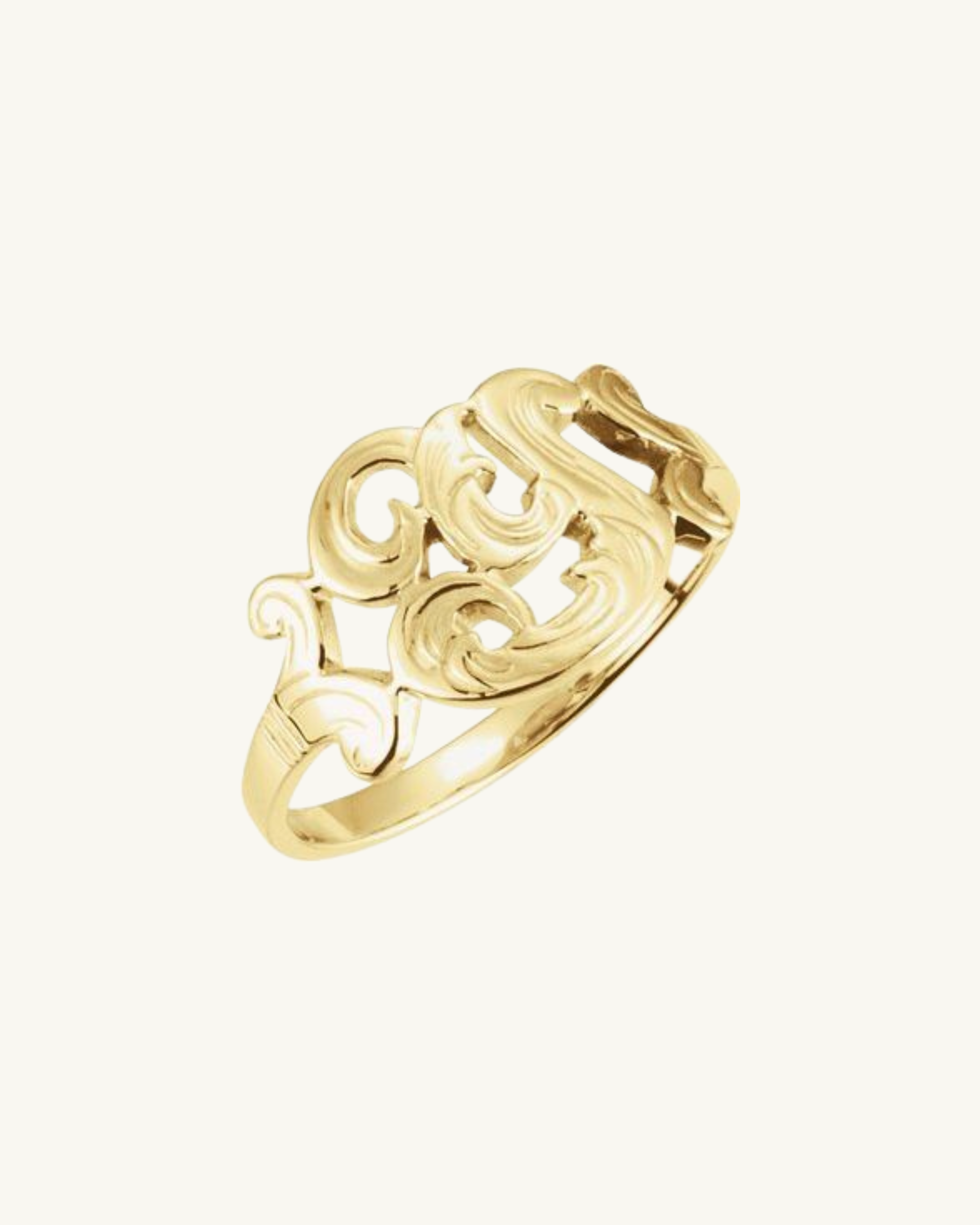 14K SOLID GOLD SCRIPT INITIAL RING