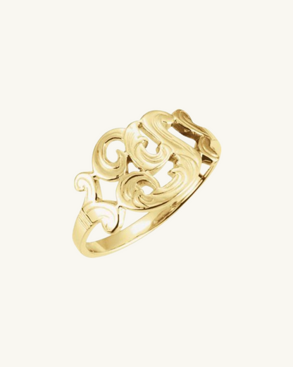 14K SOLID GOLD SCRIPT INITIAL RING