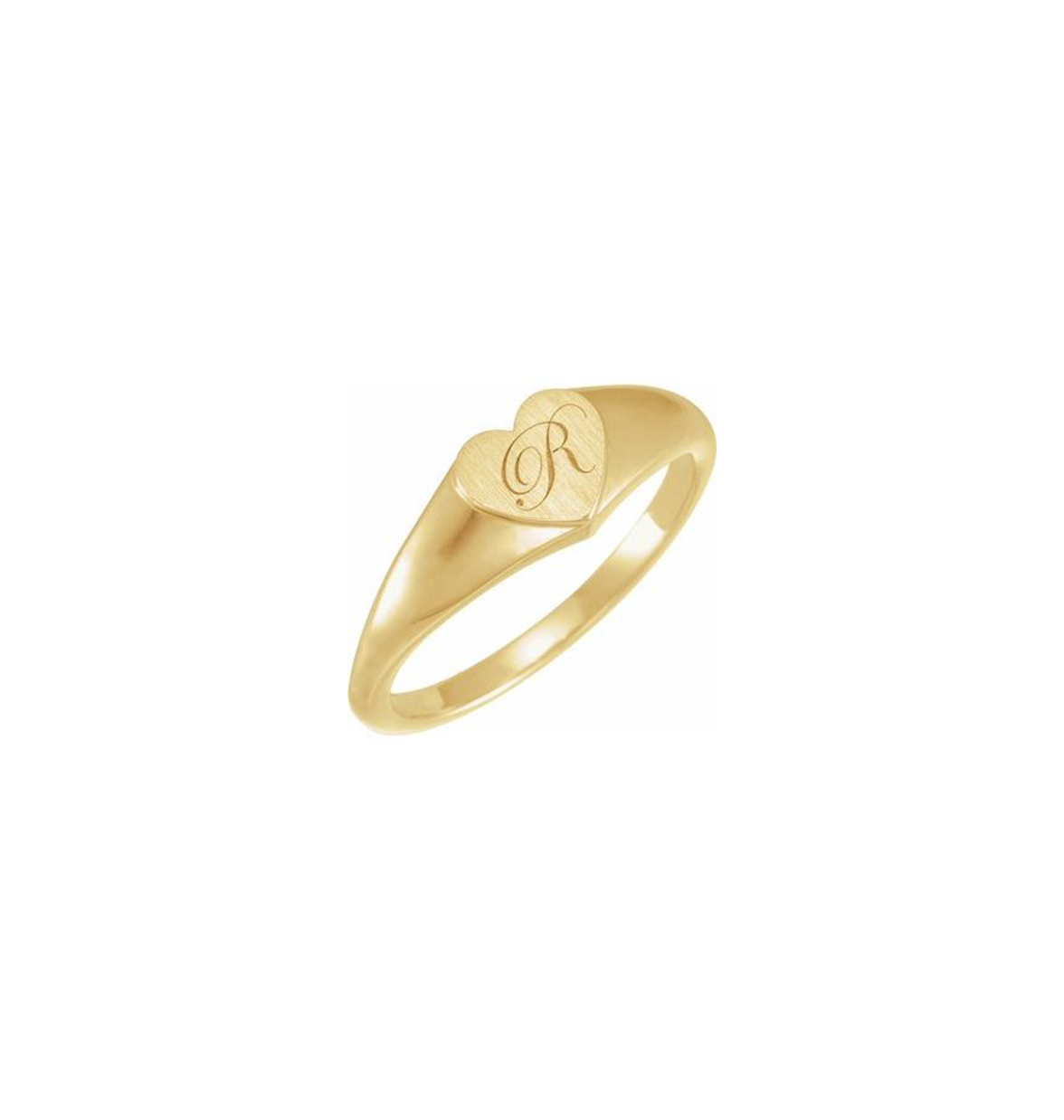 INITIAL HEART SIGNET 14K SOLID GOLD RING