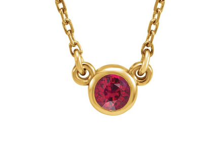 14K SOLID GOLD BIRTHSTONE NECKLACE